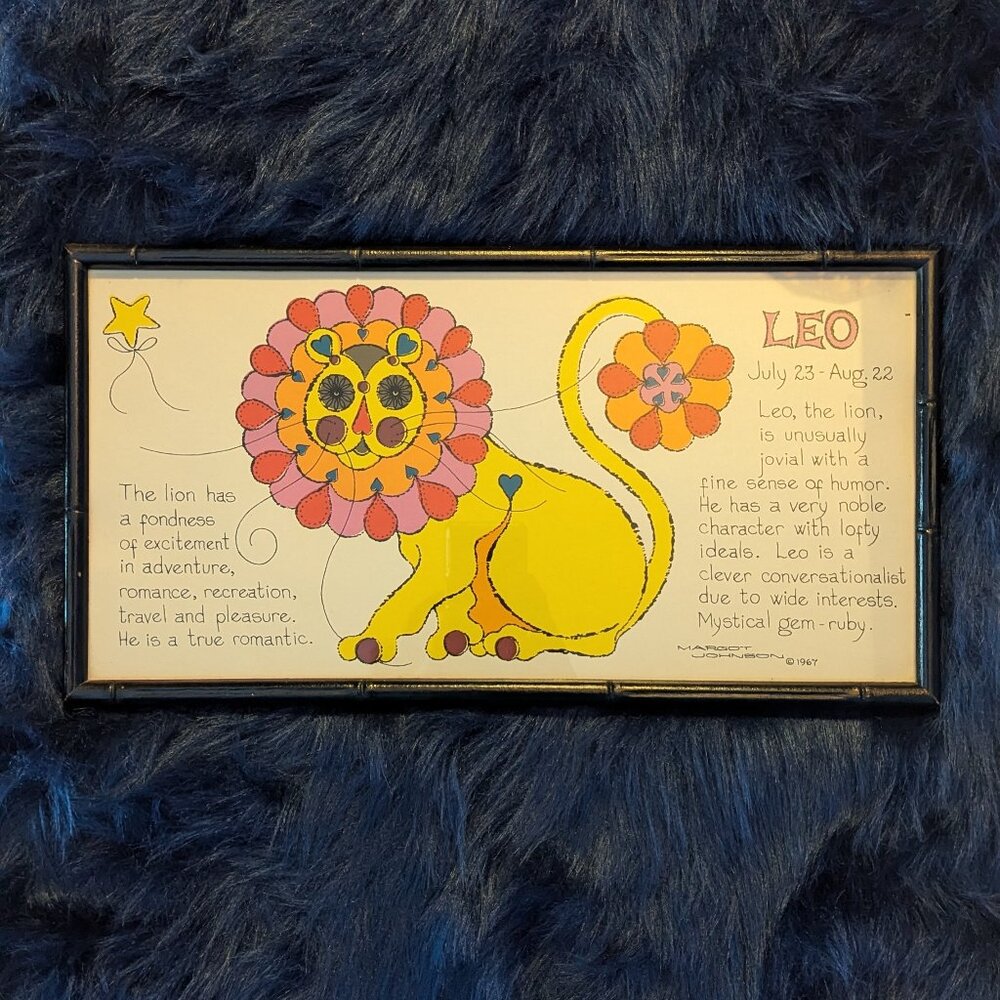 Leo Season - Vintage Margot Johnson - Framed Zodiac Leo Art Print Wall Decor